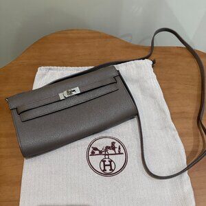 Hermes Kelly To Go Epsom Etoupe Silver Hardware